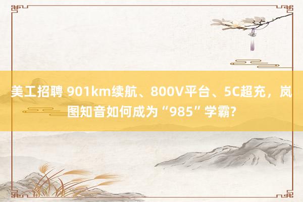 美工招聘 901km续航、800V平台、5C超充，岚图知音如何成为“985”学霸?