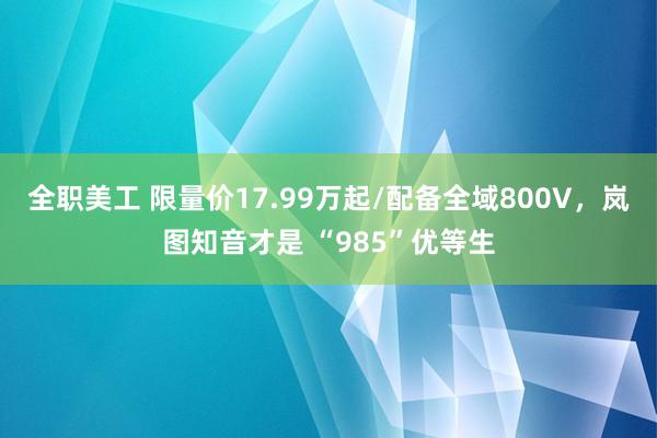 全职美工 限量价17.99万起/配备全域800V，岚图知音才是 “985”优等生